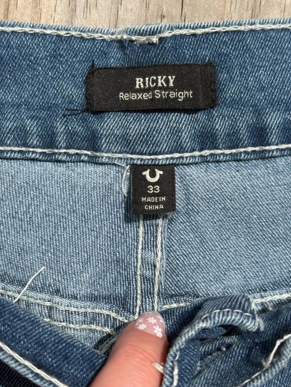 NWT True Religion Ricky Relaxed Straight Jeans Y2K Streetwear W33 L34 3870
